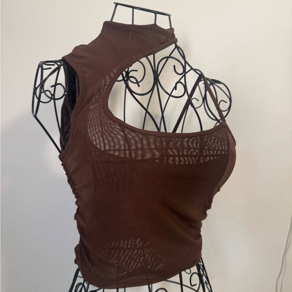 White Fox Boutique Brown Cut-Out Crop Top
